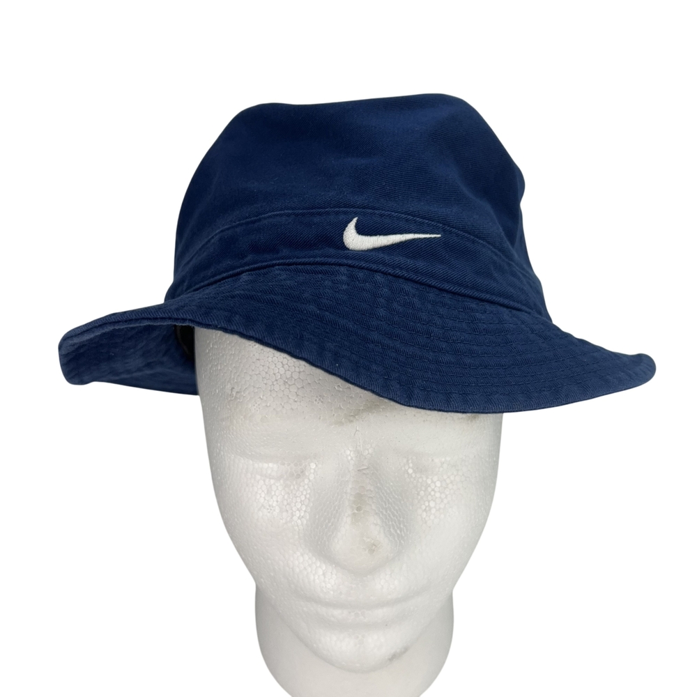 Vintage Nike Bucket Hat Blue Embroidered Swoosh Mens Athletic Golf Casual